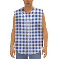 Blue And White Buffalo Check Print Sleeveless Baseball Jersey