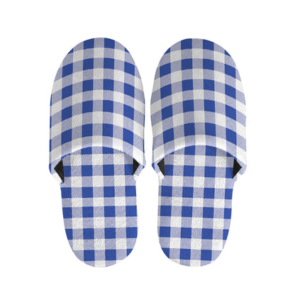 Blue And White Buffalo Check Print Slippers