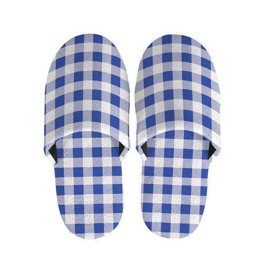 Blue And White Buffalo Check Print Slippers