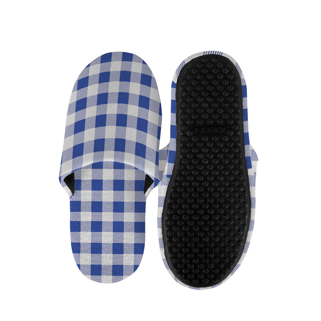 Blue And White Buffalo Check Print Slippers