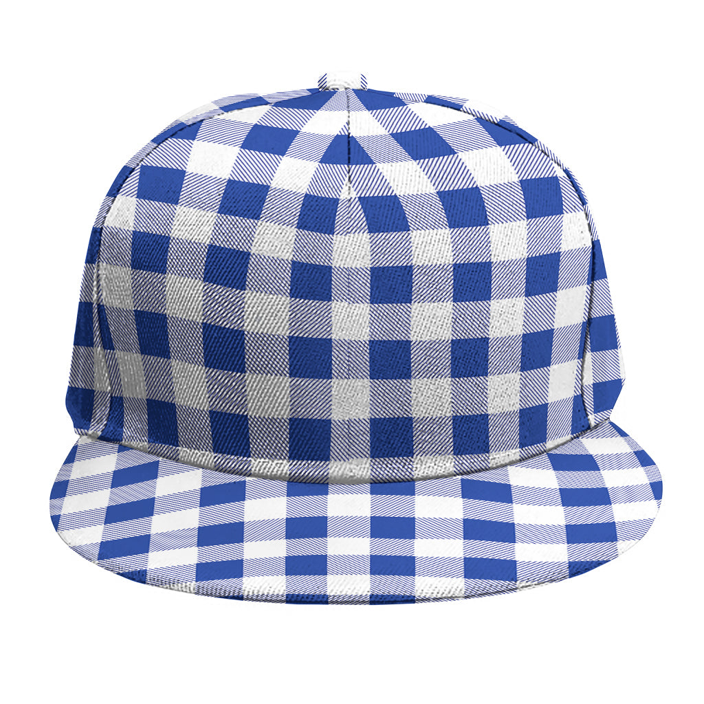Blue And White Buffalo Check Print Snapback Cap