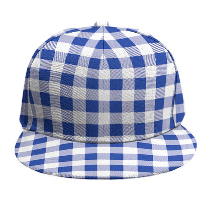 Blue And White Buffalo Check Print Snapback Cap