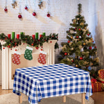 Blue And White Buffalo Check Print Tablecloth