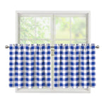 Blue And White Buffalo Check Print Tier Curtains
