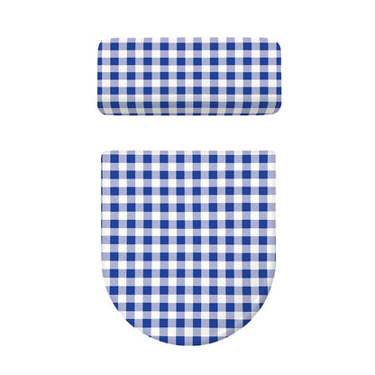 Blue And White Buffalo Check Print Toilet Lid And Tank Cover Set