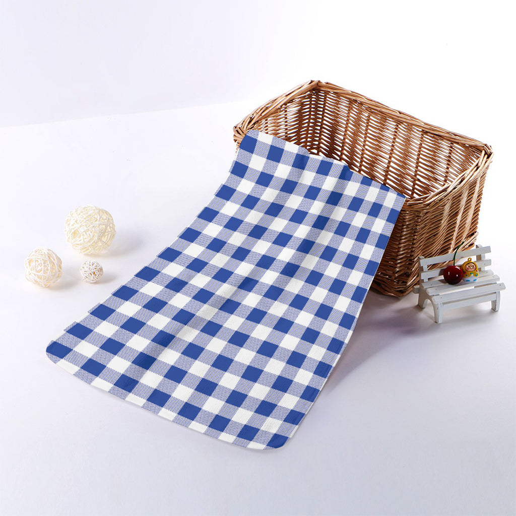 Blue And White Buffalo Check Print Towel