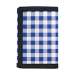 Blue And White Buffalo Check Print Trifold Wallet