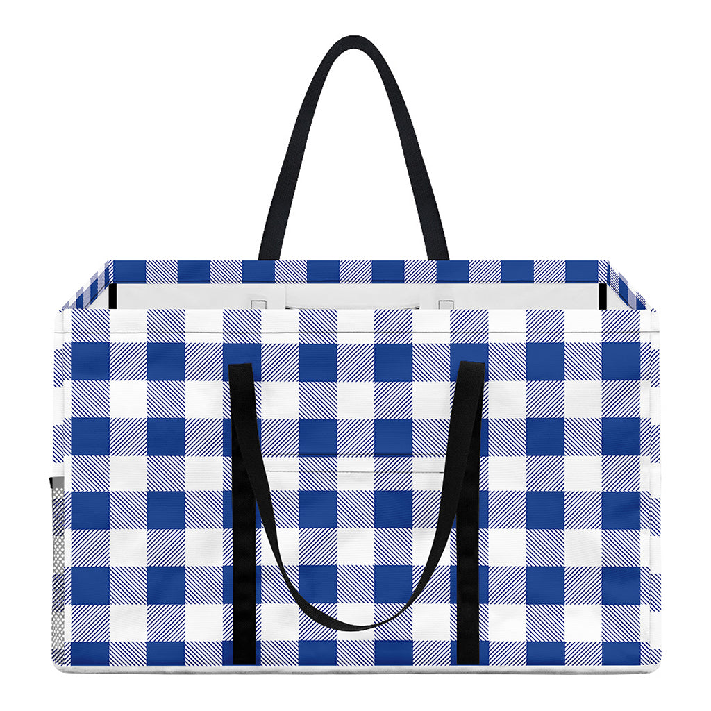 Blue And White Buffalo Check Print Utility Tote Bag