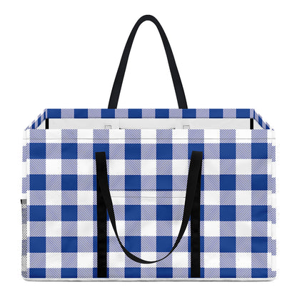 Blue And White Buffalo Check Print Utility Tote Bag