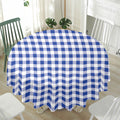 Blue And White Buffalo Check Print Waterproof Round Tablecloth