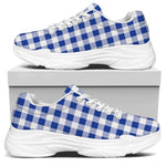 Blue And White Buffalo Check Print White Chunky Shoes