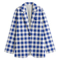 Blue And White Buffalo Check Print Women's Blazer