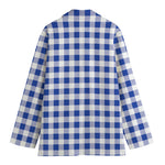 Blue And White Buffalo Check Print Women's Blazer