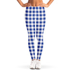 Blue And White Buffalo Check Print Women's Leggings