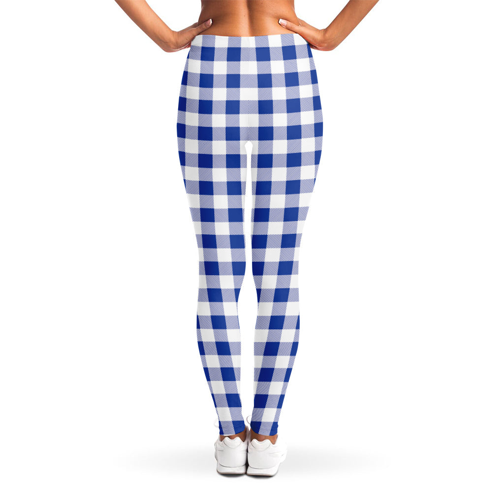 Blue And White Buffalo Check Print Women's Leggings