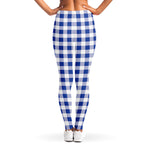 Blue And White Buffalo Check Print Women's Leggings