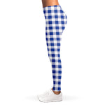 Blue And White Buffalo Check Print Women's Leggings