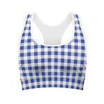 Blue And White Buffalo Check Print Women's Sports Bra