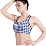 Blue And White Buffalo Check Print Women's Sports Bra