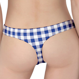 Blue And White Buffalo Check Print Women's Thong