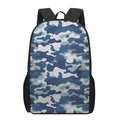 Blue And White Camouflage Print 17 Inch Backpack