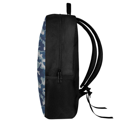 Blue And White Camouflage Print 17 Inch Backpack