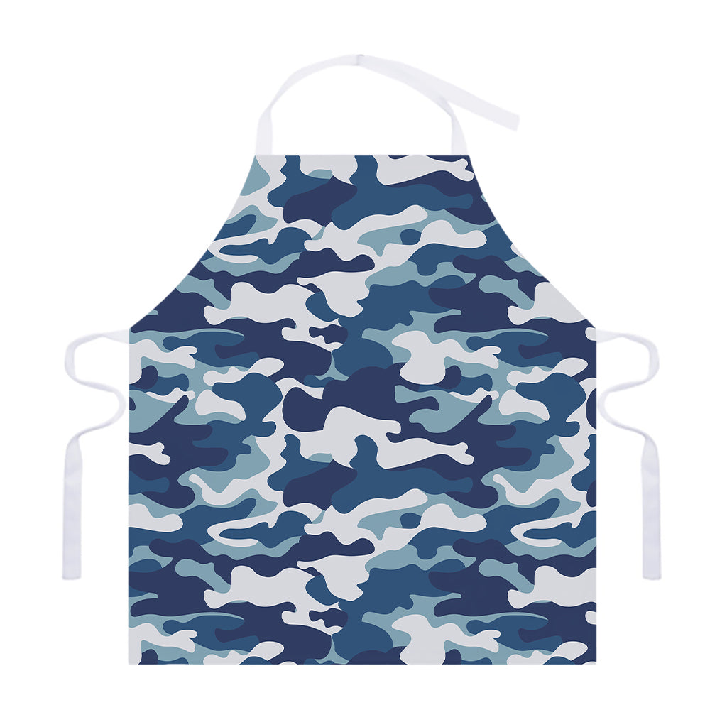 Blue And White Camouflage Print Adjustable Apron