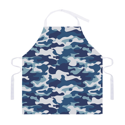 Blue And White Camouflage Print Adjustable Apron