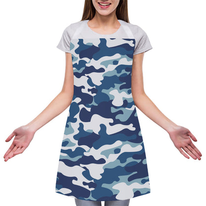Blue And White Camouflage Print Adjustable Apron