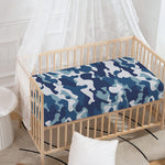 Blue And White Camouflage Print Baby Crib Sheet