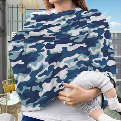 Blue And White Camouflage Print Baby Seat Cover