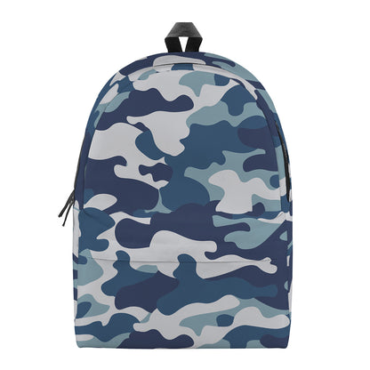 Blue And White Camouflage Print Backpack
