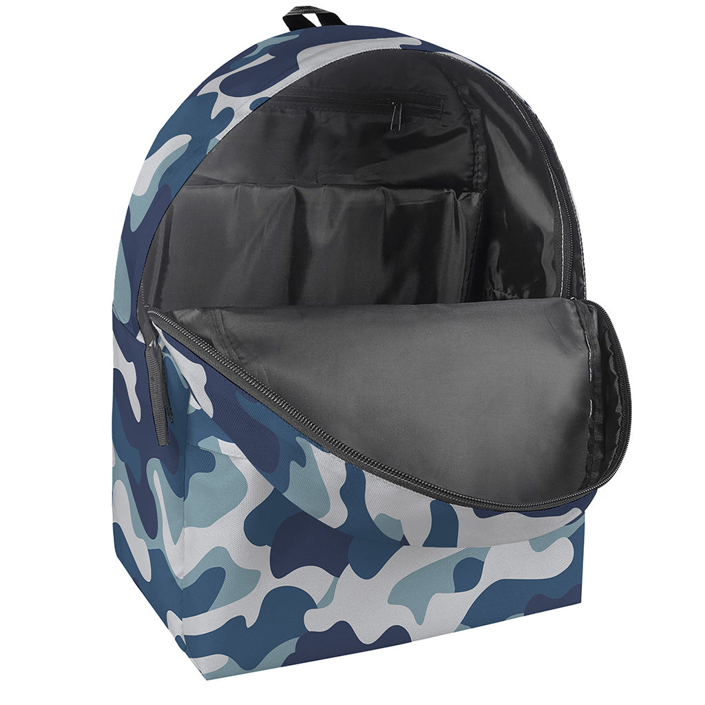 Blue And White Camouflage Print Backpack