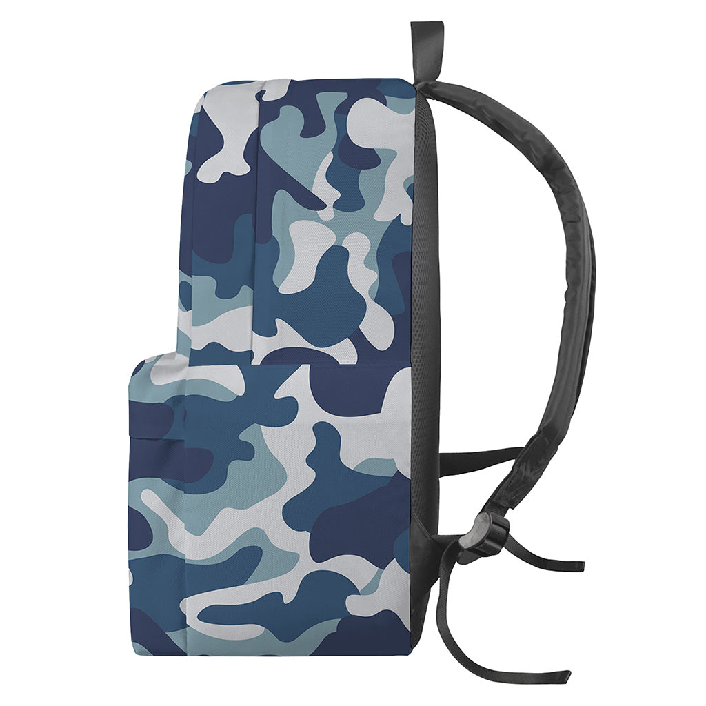 Blue And White Camouflage Print Backpack
