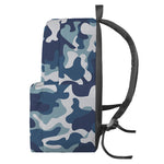 Blue And White Camouflage Print Backpack