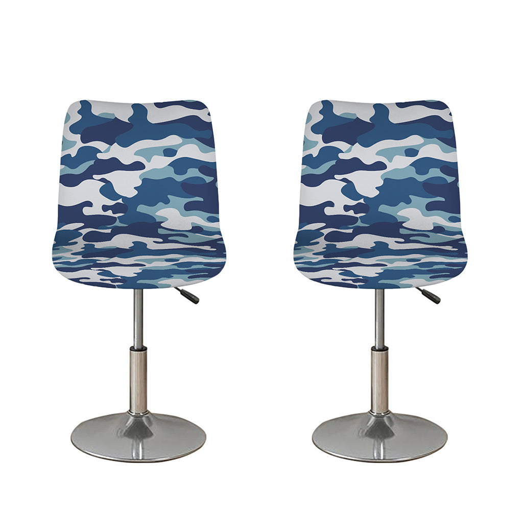 Blue And White Camouflage Print Bar Stool Covers