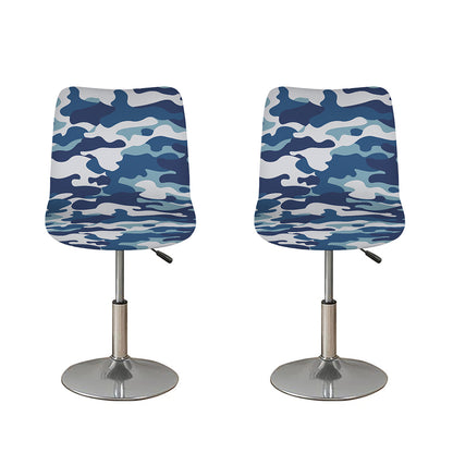 Blue And White Camouflage Print Bar Stool Covers
