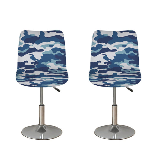 Blue And White Camouflage Print Bar Stool Covers