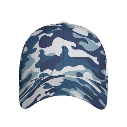 Blue And White Camouflage Print Baseball Cap
