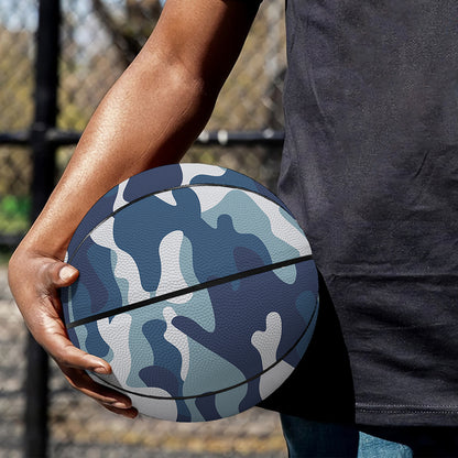 Blue And White Camouflage Print Basketball
