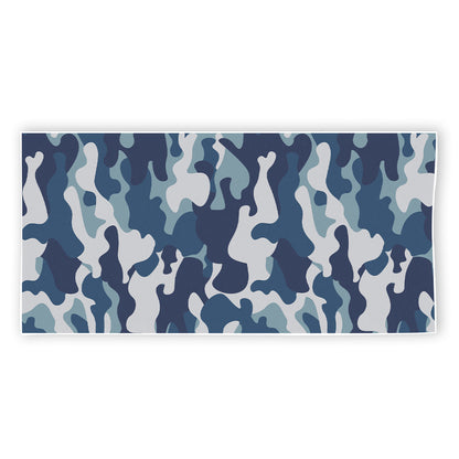 Blue And White Camouflage Print Beach Towel