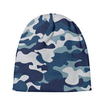 Blue And White Camouflage Print Beanie