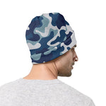 Blue And White Camouflage Print Beanie