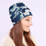 Blue And White Camouflage Print Beanie