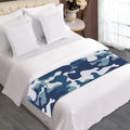 Blue And White Camouflage Print Bed Runner