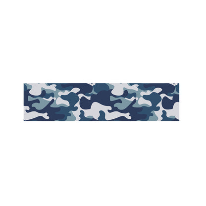 Blue And White Camouflage Print Bed Runner
