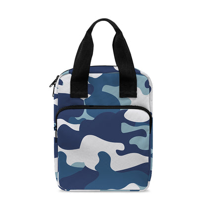Blue And White Camouflage Print Bible Tote Bag