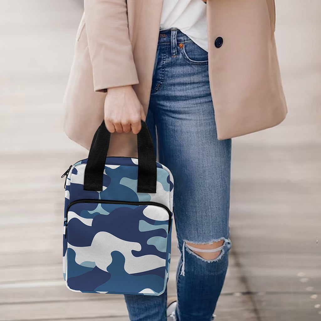 Blue And White Camouflage Print Bible Tote Bag