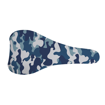 Blue And White Camouflage Print Bicycle Seat Cover