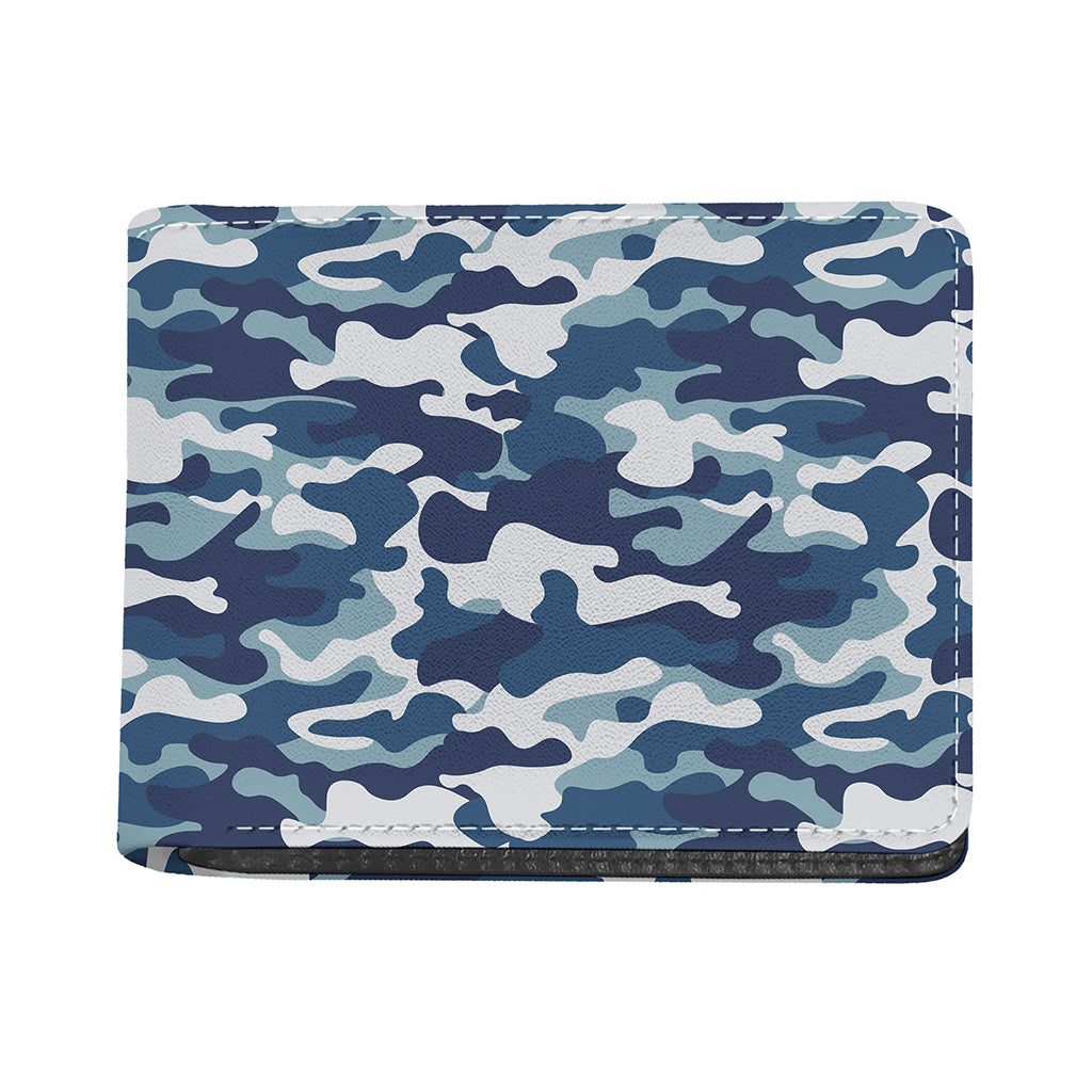 Blue And White Camouflage Print Bifold Wallet
